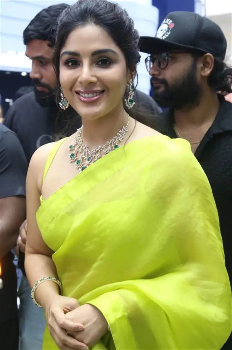 Telugu Actress Samyuktha Menon in Lemon Green Saree